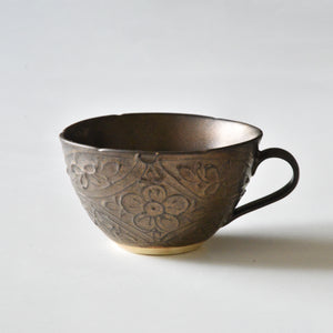 Asami Maeda Bronze Glazed Floral Cloisonne Pattern Cup