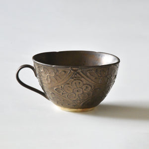Asami Maeda Bronze Glazed Floral Cloisonne Pattern Cup