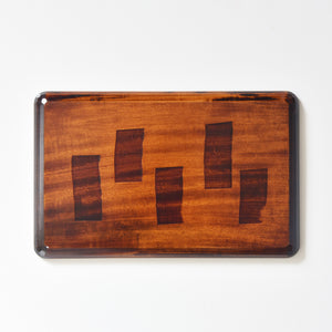 Kagawa Shikki, chisel carving,Natural lacquer ware rectangular tray, 28.5cm x 18cm