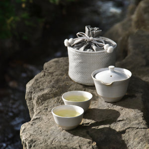 入れ子茶器 チタン白釉（紫香×kiwaha）