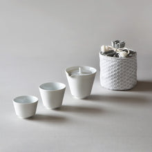 Load image into Gallery viewer, [Release commemoration set] Arita ware white porcelain nested tea set/Nishijin weave storage bag [20% off] 
