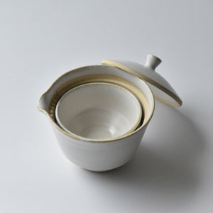 入れ子茶器 チタン白釉（紫香×kiwaha）